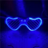 Mavi LED Işıklı Kalp Gözlük – 3 Modlu Parti - Glow Gözlüğü (5047)