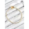 Pirinç Charm Zirkon Taşlı Kalp Model Gold Renk Kadın Bileklik