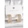 Pirinç Gold Renk Zirkon Taşlı Halka Messika Model Kadın Küpe