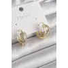Pirinç Gold Renk Zirkon Taşlı Halka Model Kadın Küpe