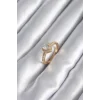 Pirinç Gold Renk Zirkon Taşlı Kalp Charm Model Kadın Yüzük