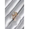 Pirinç Gold Renk Zirkon Taşlı Kalp Charm Model Kadın Yüzük