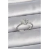 Pirinç Gümüş Renk Ayarlanabilir Zirkon Taşlı İncili Beyaz Mineli Kalp Model Kadın Yüzük