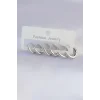 Pirinç Gümüş Renk Oval Küpe Seti