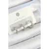 Pirinç Zirkon Taşlı Halka Model Gümüş Renk 3lü Çift Kadın Küpe Set