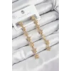Pirinç Zirkon Taşlı Sallantılı Yıldız Model Gold Renk Kadın Küpe
