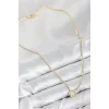Pirinç Zirkon Taşlı Yonca Model Gold Renk Kadın Kolye