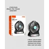 Şarjlı USB Fan – Masaüstü Mini Vantilatör, Taşınabilir, Işıklı, 3 Kademeli, Sessiz