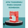 Şifreli Kırmızı ATM Tasarımlı Çelik Kasa Görünümlü Kumbara