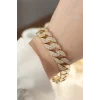 Vip Seri Pirinç Ortası Zirkon Taşlı Gold Renk Gurmet Bileklik