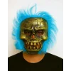 Wild Skull - Bakır Kafatası Turkuaz Saçlı İskelet Maske (5047)