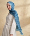İTHAL VUAL ARMANDA DESEN ŞAL - KOT MAVİSİ