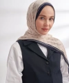 İTHAL VUAL MONOGRAM DESEN ŞAL - LACİVERT - BEJ
