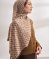 İTHAL VUAL MONOGRAM DESEN ŞAL - BEJ - KAHVE