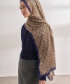 İTHAL VUAL MONOGRAM DESEN ŞAL - BEJ - SAKS
