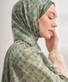 İTHAL VUAL MONOGRAM DESEN ŞAL - KETEN YEŞİLİ