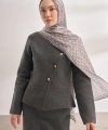İTHAL VUAL MONOGRAM DESEN ŞAL - KOYU GRİ