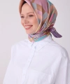 Pembe Obje Desen %100 Twill İpek Eşarp