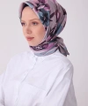 Pembe Çok Renkli Çiçek Desen %100 Twill İpek Eşarp