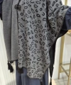 LEOPAR DESEN Püskül Detaylı GRİ Triko Panço