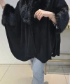 KÜRK YAKALI İTHAL SİYAH TRİKO PANÇO