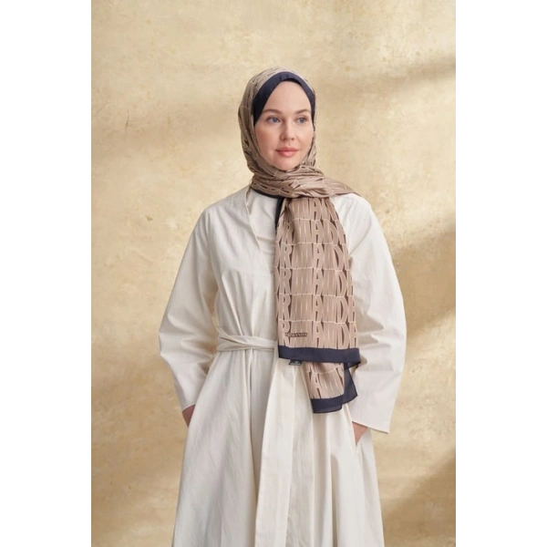 İTHAL VUAL ARMANDA DESEN ŞAL - LACİVERT - VİZON