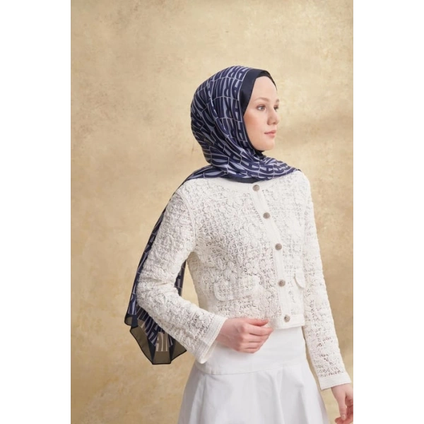 İTHAL VUAL ARMANDA DESEN ŞAL - LACİVERT - MOR