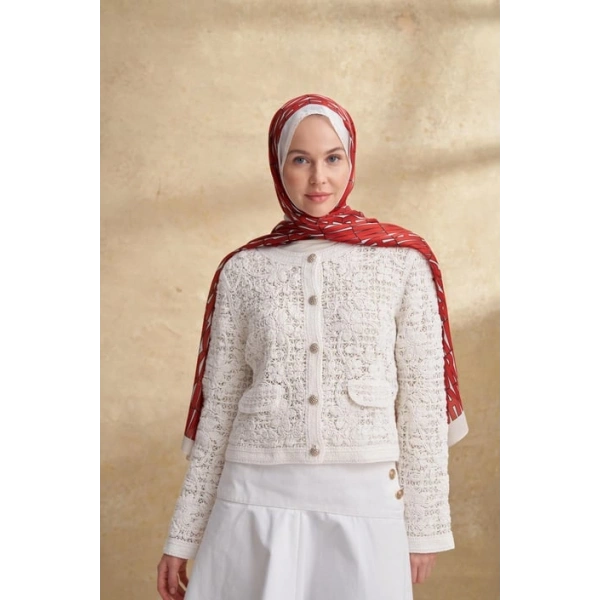 İTHAL VUAL ARMANDA DESEN ŞAL - KIRMIZI