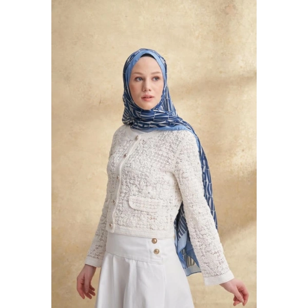 İTHAL VUAL ARMANDA DESEN ŞAL - İNDİGO