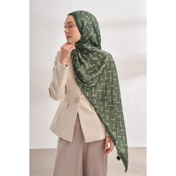 İTHAL VUAL MONOGRAM DESEN ŞAL - HAKİ