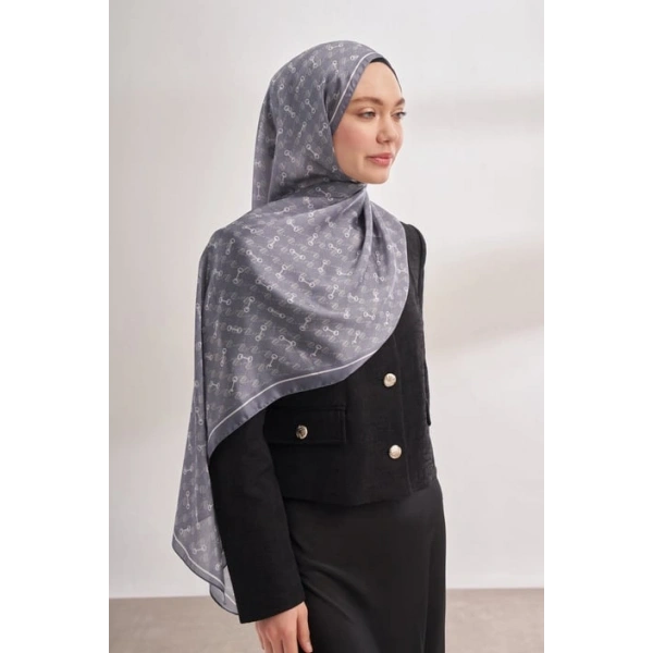 İTHAL VUAL MONOGRAM DESEN ŞAL - GRİ