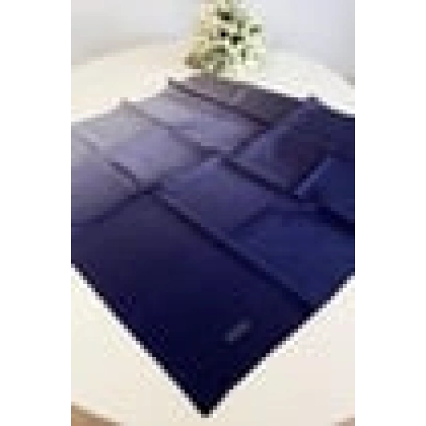 Aker Lacivert-Gri İpek Jakar Degrade Eşarp