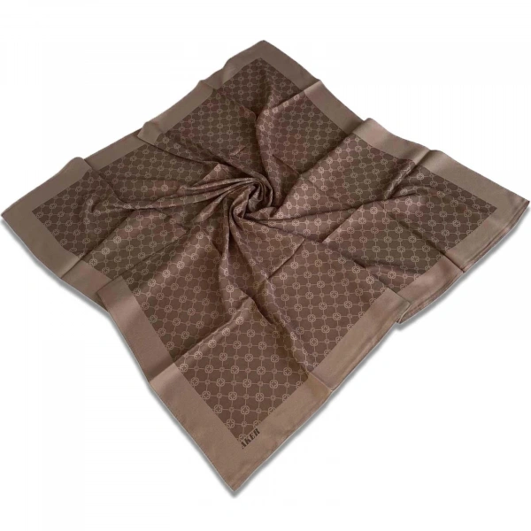 Kahverengi  100X100 Elegance Monogram Eşarp