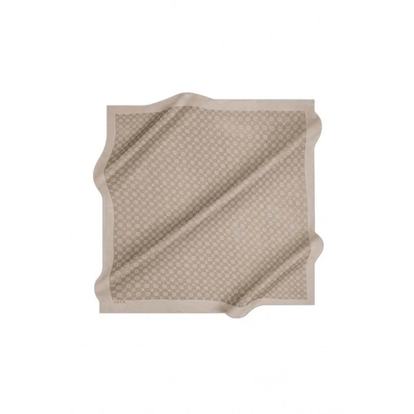 Sütlü Kahve  100X100 Elegance Monogram Eşarp