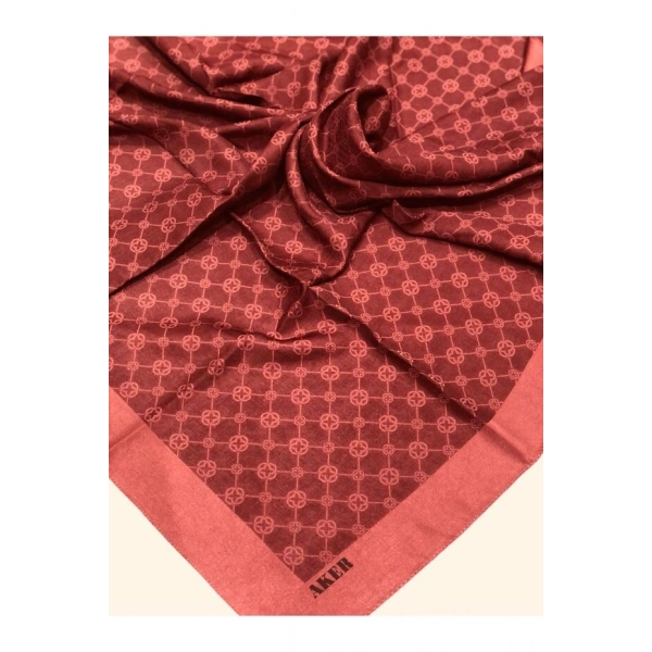 Bordo  100X100 Elegance Monogram Eşarp