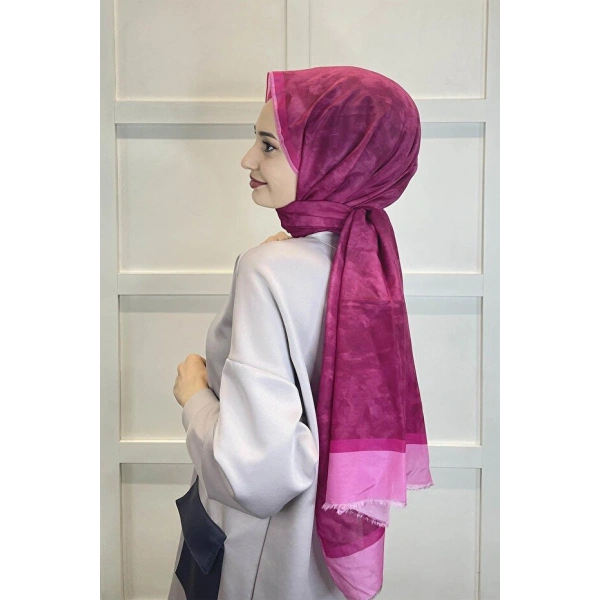 Fuşya 70X200 İpek Koton Şal