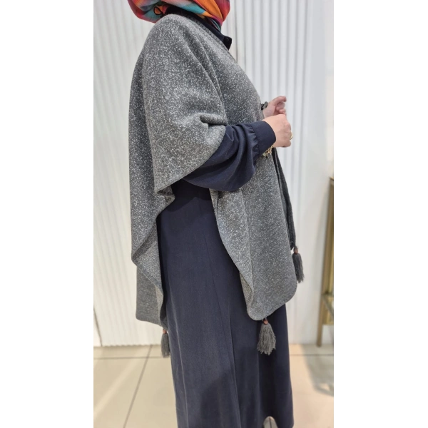 TESETTÜR TRİKO PANÇO GRİ