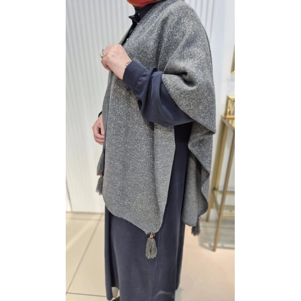 TESETTÜR TRİKO PANÇO GRİ