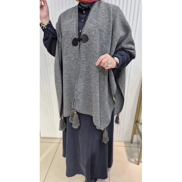 TESETTÜR TRİKO PANÇO GRİ