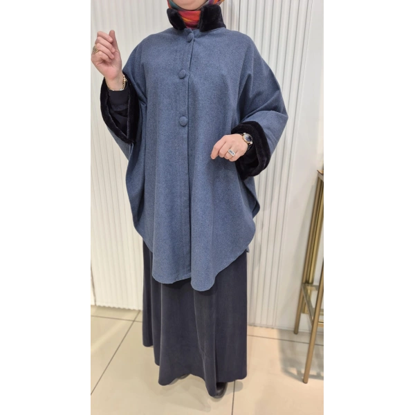 TESETTÜR KAŞE PANÇO İNDİGO MAVİSİ