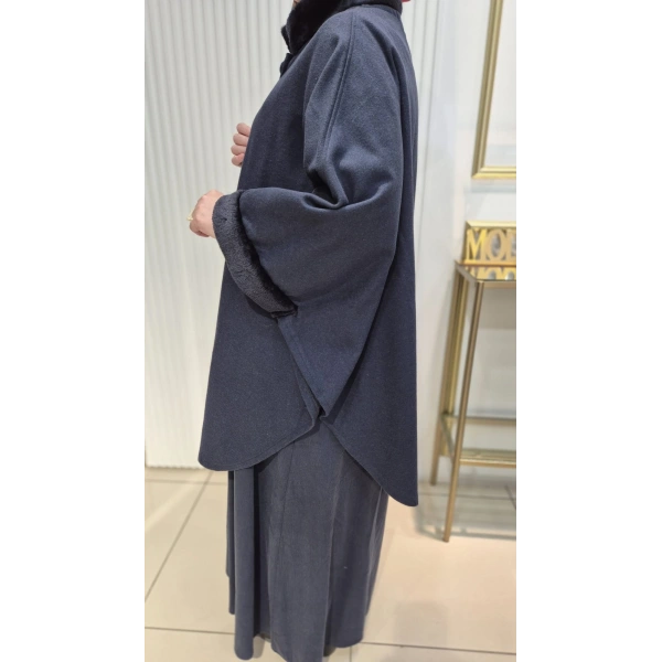 TESETTÜR KAŞE LACİVERT PANÇO