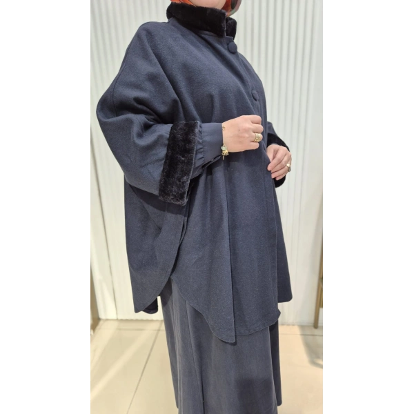 TESETTÜR KAŞE LACİVERT PANÇO