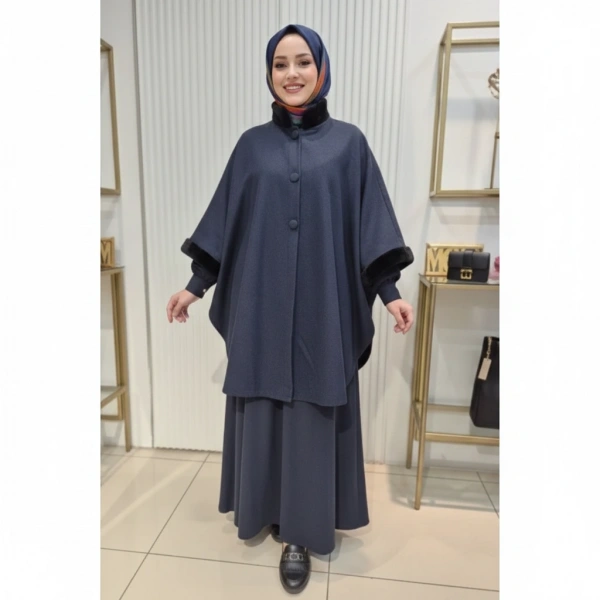 TESETTÜR KAŞE LACİVERT PANÇO