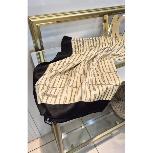ARMANDA İTHAL VUAL DESEN ŞAL KREM LACİVERT