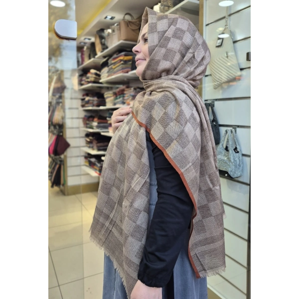 Yün İpek İthal Şal KAHVE