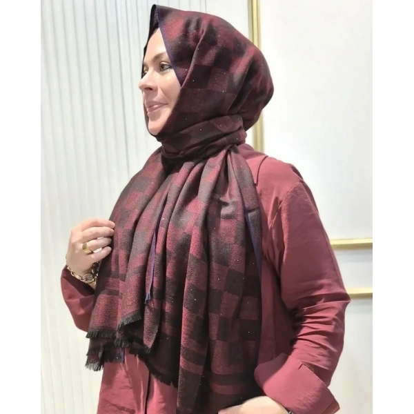 Yün İpek İthal Şal BORDO