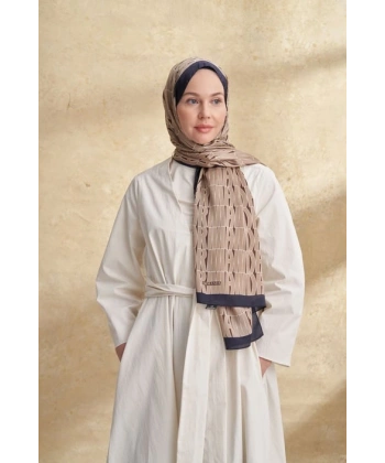 İTHAL VUAL ARMANDA DESEN ŞAL - LACİVERT - VİZON