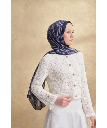 İTHAL VUAL ARMANDA DESEN ŞAL - LACİVERT - MOR