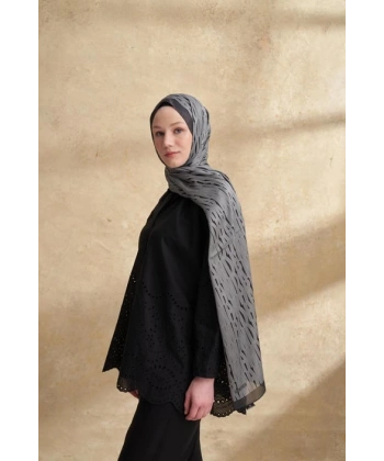 İTHAL VUAL ARMANDA DESEN ŞAL - GRİ - FÜME