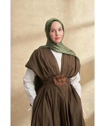 İTHAL VUAL ARMANDA DESEN ŞAL - KOYU HAKİ